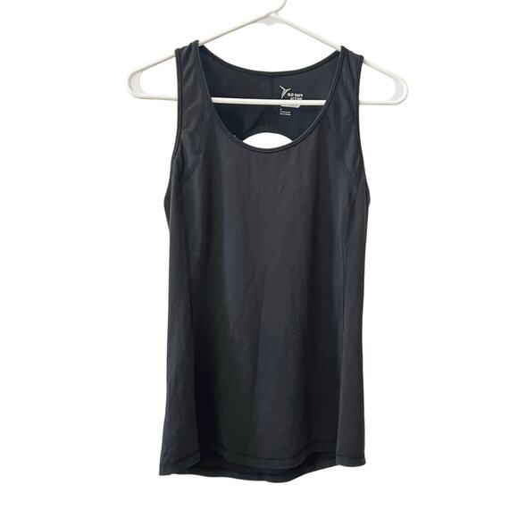 OLD NAVY ACTIVE Solid Black Tank Top Womens M Go Dry Athletic Sports Top T-shirt - Picture 1 of 3